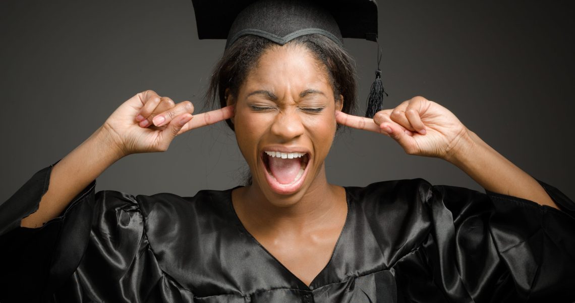 Graduate screaming