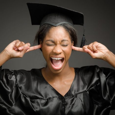 Graduate screaming