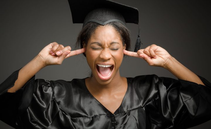 Graduate screaming