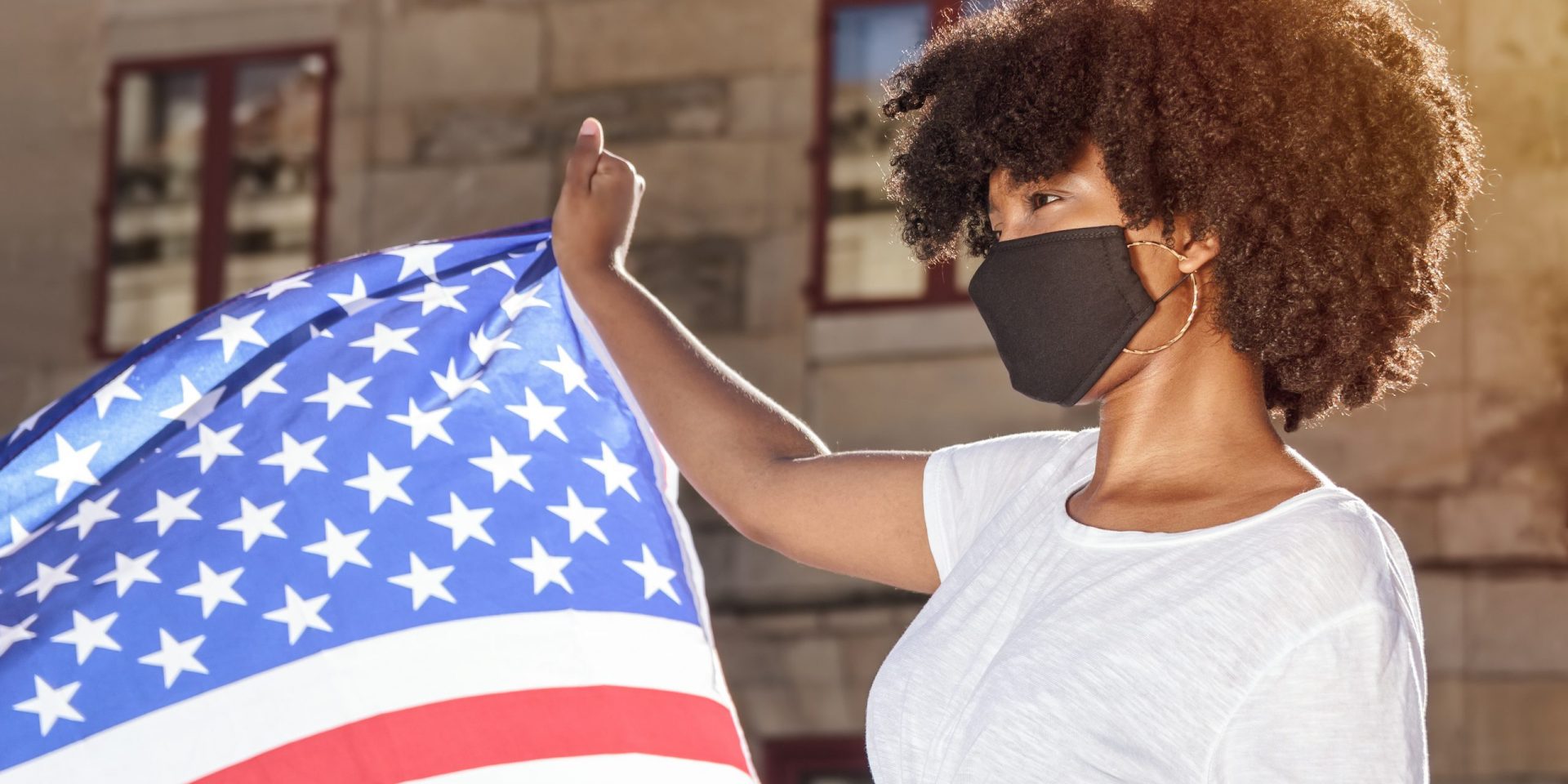 Activist with American Flag