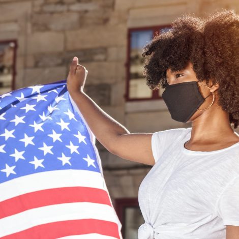 Activist with American Flag