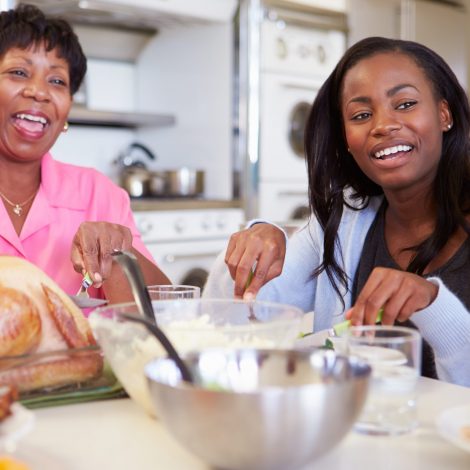 Two women at the kitchen table