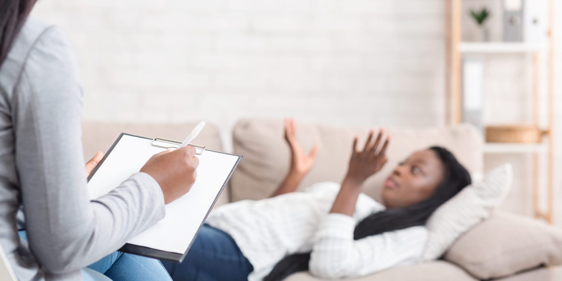 Woman talking to therapist