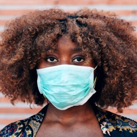 Woman with COVID-19 mask