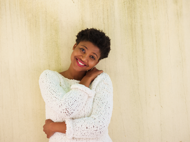 Woman with cozy sweater