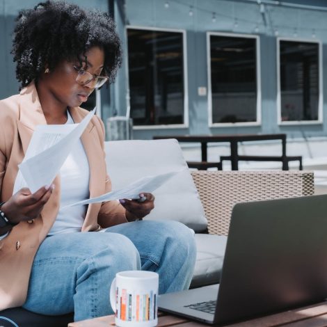 Business woman managing papers