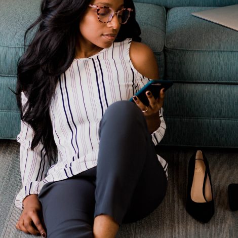 Woman sitting on the floor