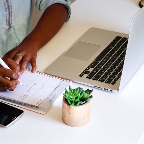 Woman working on goals