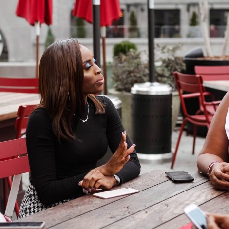 Women talking outside